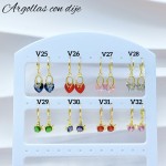 #V Zarcillos larga color circón  oro chino ((&5.5)