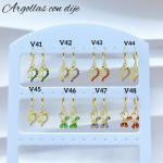 #V Zarcillos larga color circón  oro chino ((&5.5)