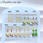 #V Zarcillos larga color circón  oro chino ((&5.5)