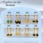 #A Zarcillo con dije color acero inoxidable 5&