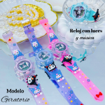 #000 Reloj para niñas y niños giratorios con luces y música 