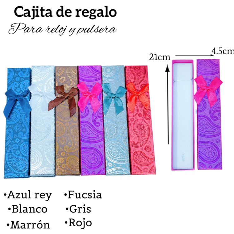 Caja de regalo para reloj y pulsera medida 21cm X 4.5cm 
