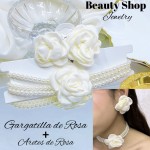 Nueva tendencia gargantilla de rosa con arete 