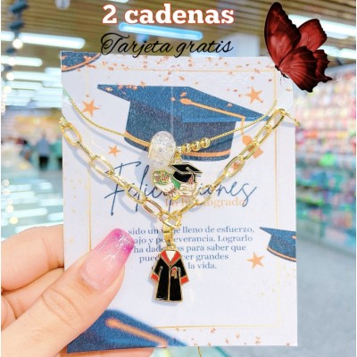 2 cadenas de graduación y tarjeta 