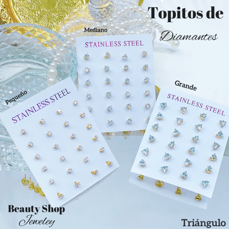 Paquete de topitos de diamante corazón-triángulo 25& Paquete de topitos de diamante corazón-triángulo 25&