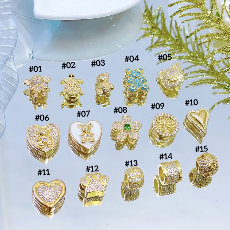 #0022#separadores de pandora con piedras  (9.5&con cadena)