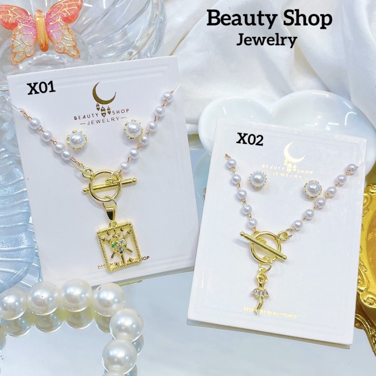 Juego perla cadena con zarcillos oro chino (&9) Juego perla cadena con zarcillos oro chino (&9)