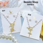 Juego perla cadena con zarcillos oro chino (&9) Juego perla cadena con zarcillos oro chino (&9)