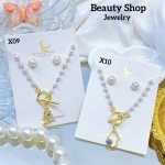 Juego perla cadena con zarcillos oro chino (&9) Juego perla cadena con zarcillos oro chino (&9)