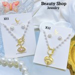 Juego perla cadena con zarcillos oro chino (&9) Juego perla cadena con zarcillos oro chino (&9)