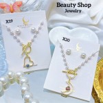 Juego perla cadena con zarcillos oro chino (&9) Juego perla cadena con zarcillos oro chino (&9)