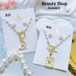 Juego perla cadena con zarcillos oro chino (&9) Juego perla cadena con zarcillos oro chino (&9)