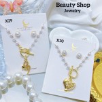 Juego perla cadena con zarcillos oro chino (&9) Juego perla cadena con zarcillos oro chino (&9)