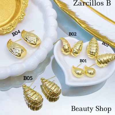 #B zarcillos chunky gold field  10&