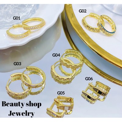 #G Zarcillos lujo piedras gold field 18k（9.5&)