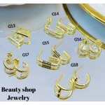 #G Zarcillos lujo piedras gold field 18k（9.5&)