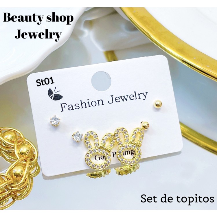 set de topitos lujos oro chino (&13.5）