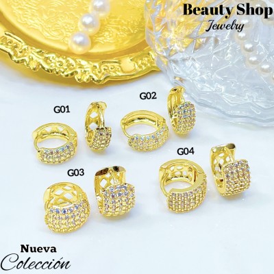 #B  Zarcillos lujo piedras gold field 18k g