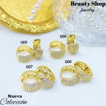 #G Zarcillos lujo piedras gold field 18k（10.5&) (1.75*)