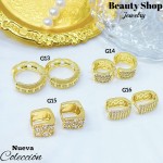 #G Zarcillos lujo piedras gold field 18k（10.5&) (1.75*)