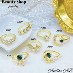 #AB Anillos lujo ajustable Baño oro 18k