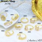 #AB Anillos lujo ajustable Baño oro 18k
