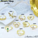#AB Anillos lujo ajustable Baño oro 18k