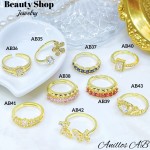 #AB Anillos lujo ajustable Baño oro 18k