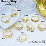#AB Anillos lujo ajustable Baño oro 18k