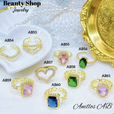 #AB Anillos lujo ajustable Baño oro 18k