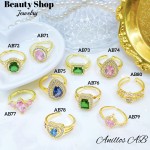#AB Anillos lujo ajustable Baño oro 18k