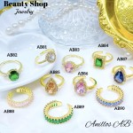#AB Anillos lujo ajustable Baño oro 18k