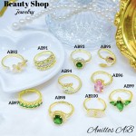 #AB Anillos lujo ajustable Baño oro 18k