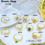 #AB Anillos lujo ajustable Baño oro 18k