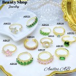 #AB Anillos lujo ajustable Baño oro 18k