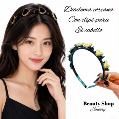 Deadema coreana con clips para el cabello 