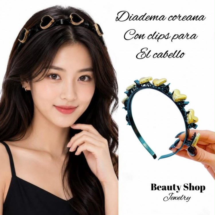 Deadema coreana con clips para el cabello 