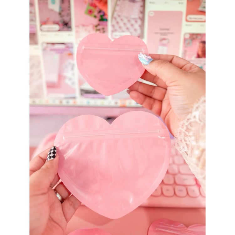 Bolsita de regalo corazón rosado mediano 