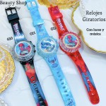 #000 Reloj para niñas y niños giratorios con luces y música 