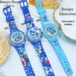 #000 Reloj para niñas y niños giratorios con luces y música 