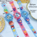 #000 Reloj para niñas y niños giratorios con luces y música 