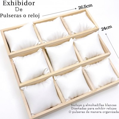 #1 Exhibidor de reloj y pulseras incluye 9 almohadillas 