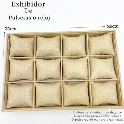 #3 Exhibidor de pulseras y reloj con almohadillas de yute 
