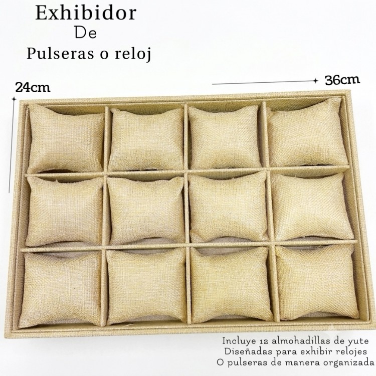 #3 Exhibidor de pulseras y reloj con almohadillas de yute 