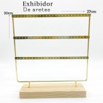 #7 Exhibidor de zarcillo triple dorado 