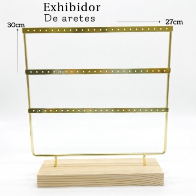 #7 Exhibidor de zarcillo triple dorado 