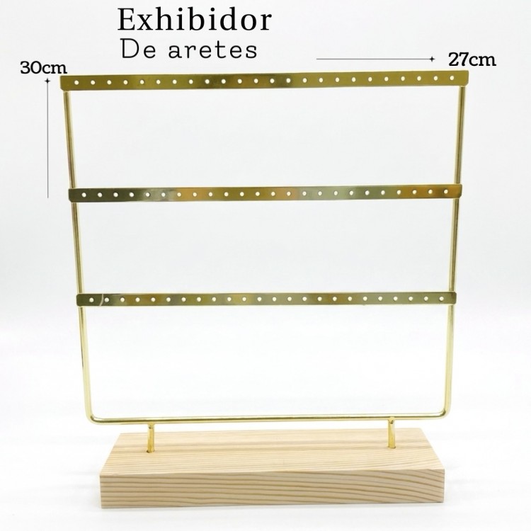 #7 Exhibidor de zarcillo triple dorado 
