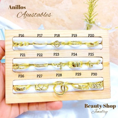 #A Anillos ajustable Baño oro 18 k  p