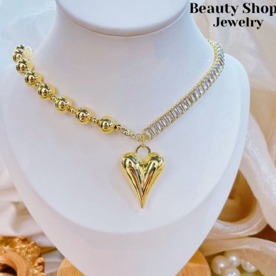 cadena balin con pedreria oro chino