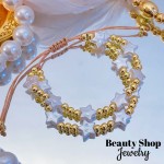 pulsera doble ajustable con perla 13.50&